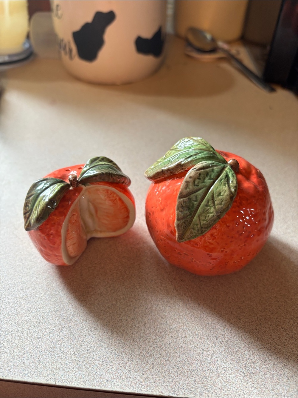 Vintage Ceramic Orange Salt and Pepper Shakers - Fruit Theme